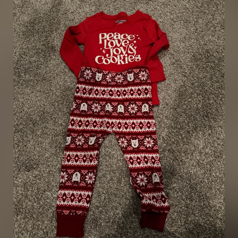 Old Navy peace love joy and cookies Jammies